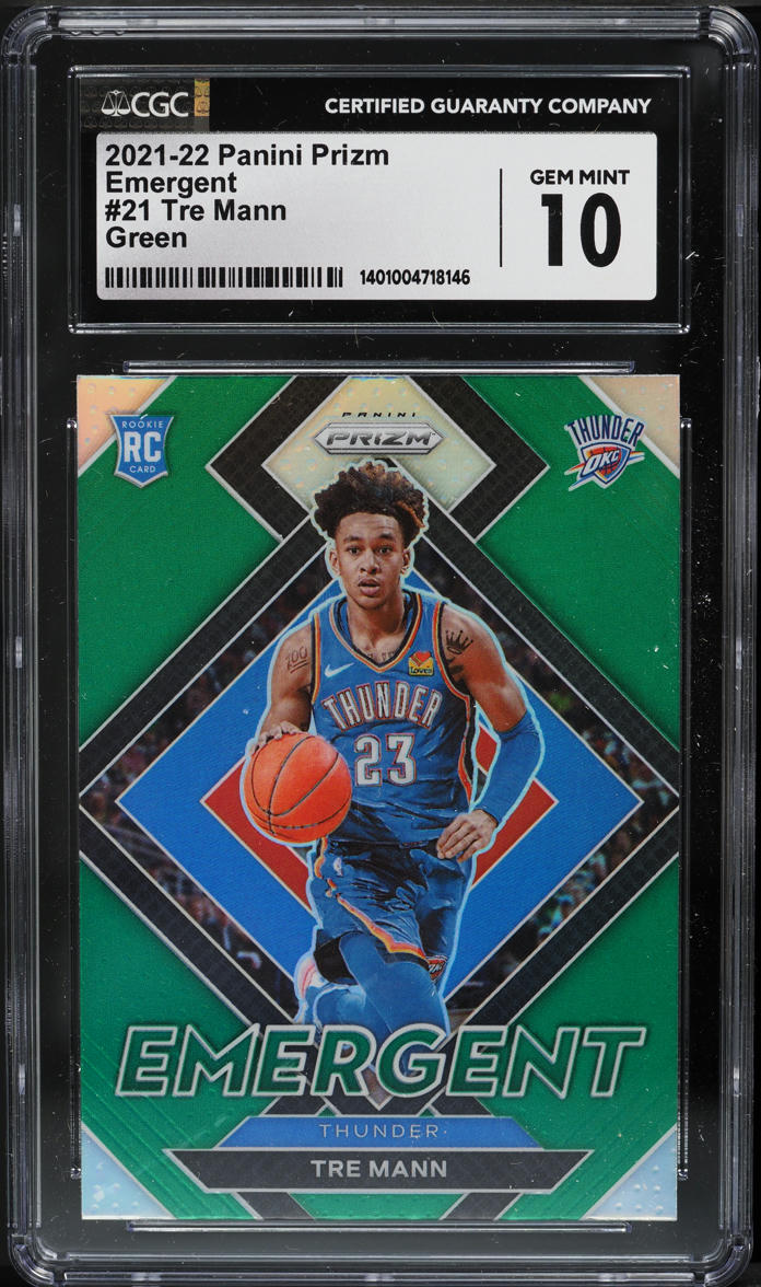 2021 Panini Prizm Emergent Green Tre Mann ROOKIE #21 CGC 10 GEM MINT - Main Image