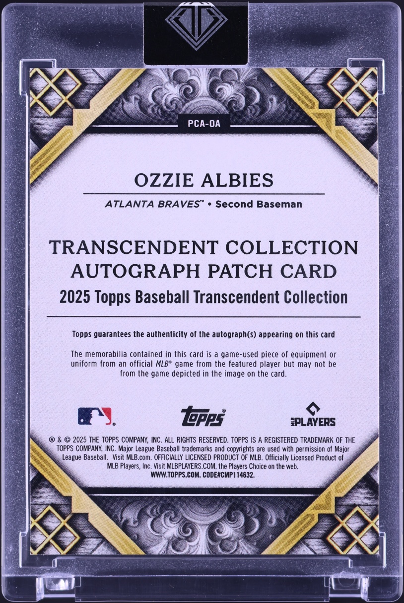 2025 Topps Transcendent Collection Ozzie Albies PATCH AUTO /25 #PCA-OA