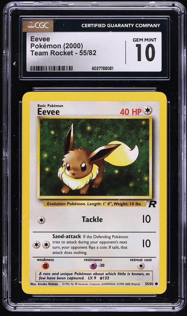 2000 Pokemon Team Rocket Eevee #55 CGC 10 GEM MINT