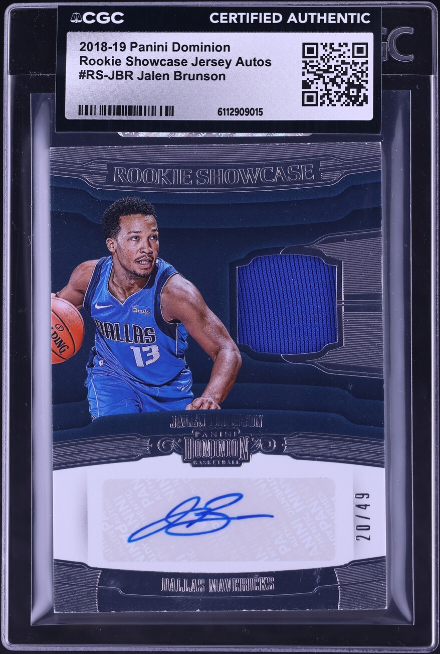 2018 Panini Dominion Showcase Jersey Jalen Brunson ROOKIE PATCH AUTO /49 #RS-JBR CGC AUTH