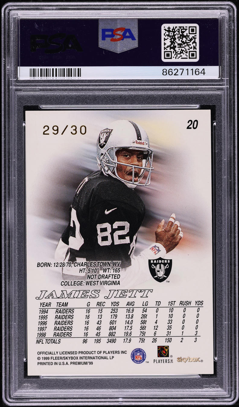 1999 Skybox Premium Shining Star Rubies James Jett /30 #20 PSA 6 EXMT