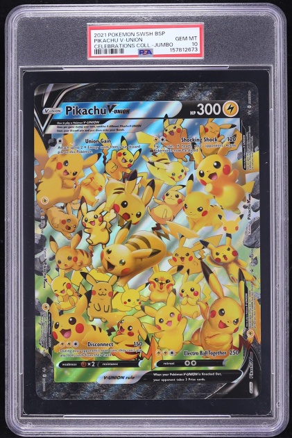 2021 Pokemon Sword & Shield Promo Celebrations Jumbo Pikachu V-Union #SWSH141 PSA 10 GEM MINT