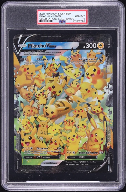 2021 Pokemon Sword & Shield Promo Celebrations Jumbo Pikachu V-Union #SWSH141 PSA 10 GEM MINT