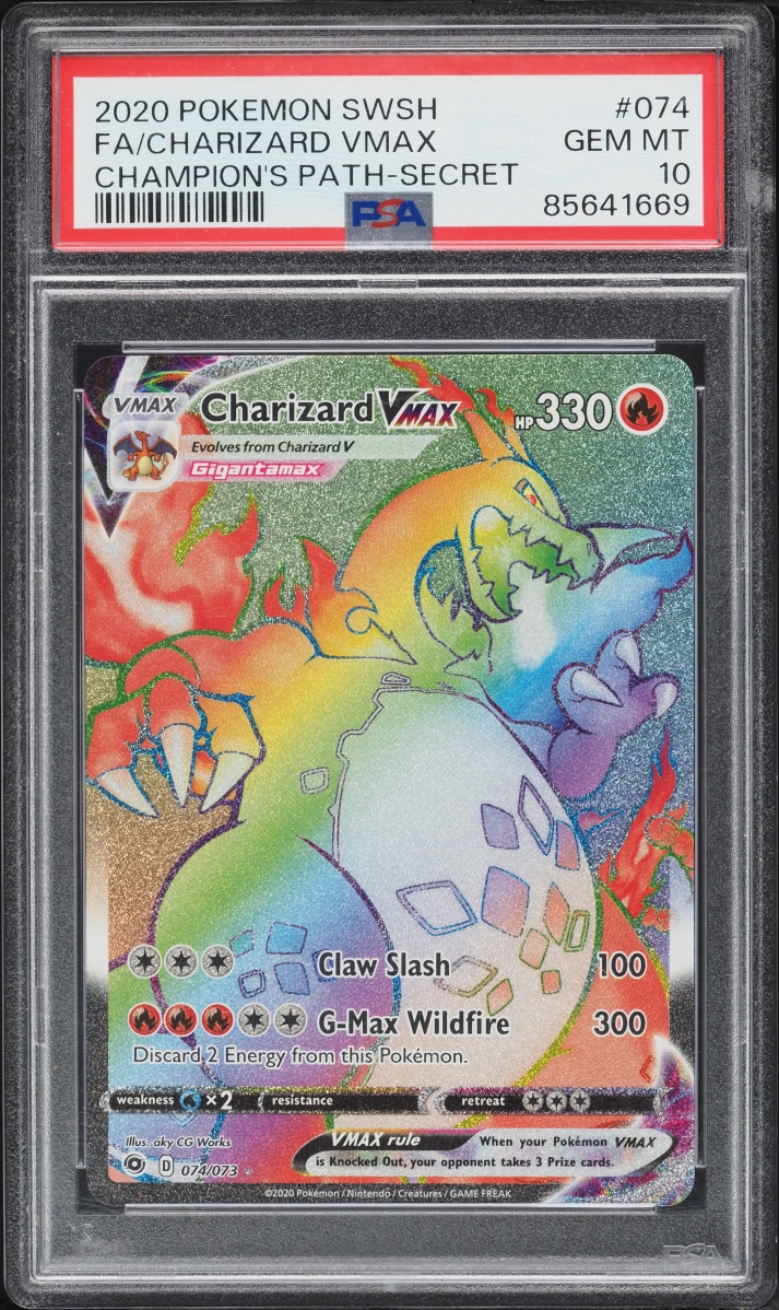 2020 Pokemon Sword & Shield Champion's Path Rainbow Rare Charizard VMAX #74 PSA 10 GEM MINT