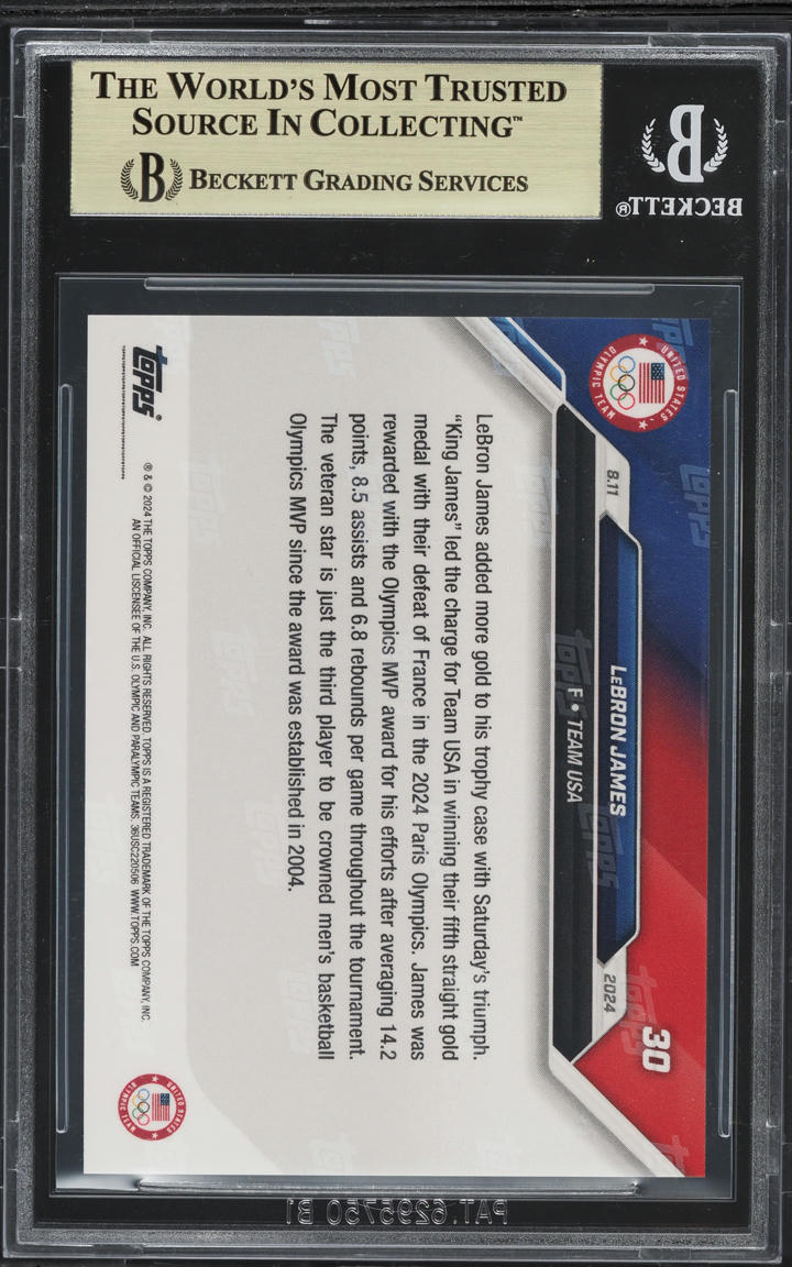 2024 Topps Now Olympic Games LeBron James #30 BGS 10 PRISTINE