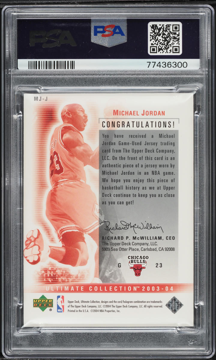 2003 Ultimate Collection Game Jersey Michael Jordan PATCH /200 #MJ-J PSA 10 GEM MINT