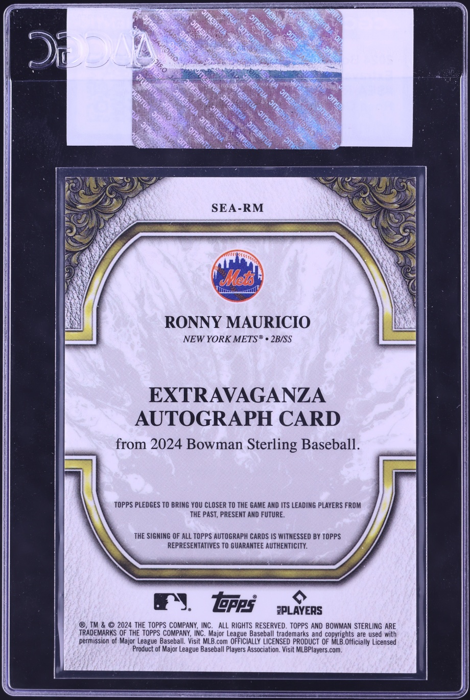2024 Bowman Sterling Extravaganza Rose Gold Refractor Ronny Mauricio ROOKIE AUTO /15 CGC AUTH
