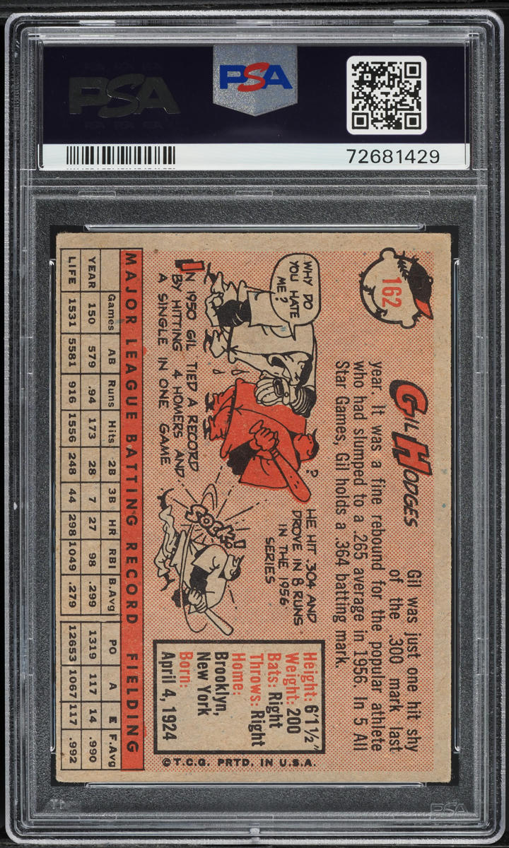 1958 Topps Gil Hodges #162 PSA 2 GD