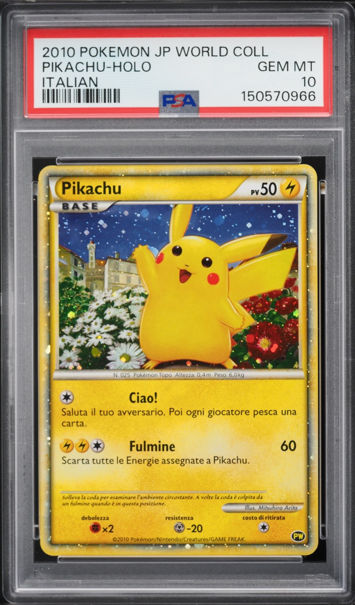2010 Pokemon Italian Heartgold & Soulsilver World Collection Holo Pikachu PSA 10 GEM MINT