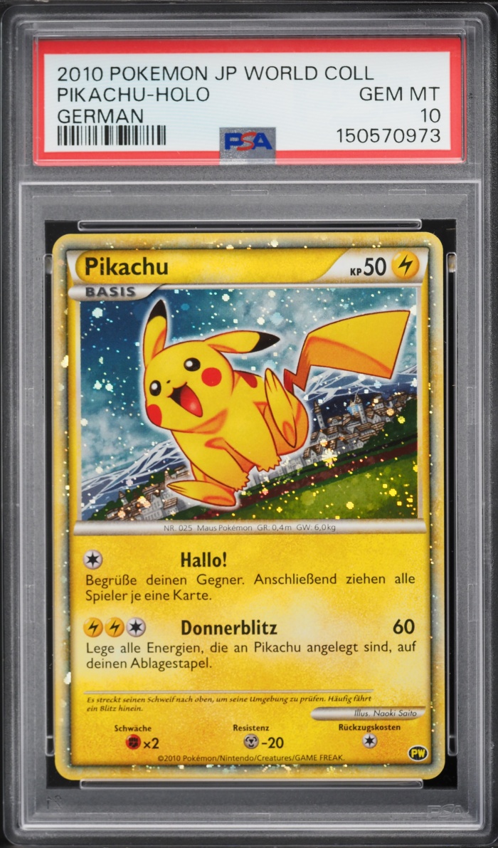 2010 Pokemon German Heartgold & Soulsilver World Collection Holo Pikachu PSA 10 GEM MINT