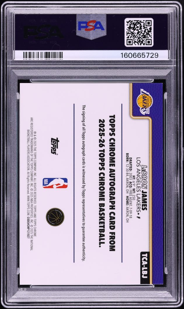 2025 Topps Chrome Red Refractor LeBron James AUTO DNA 9 1/5 #TCA-LBJ PSA 9 MINT