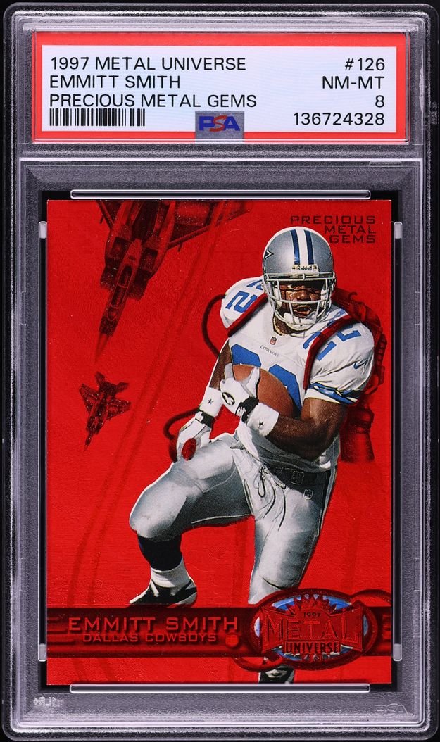 1997 Metal Universe Precious Metal Gems PMG Red Emmitt Smith /150 #126 PSA 8 NM-MT