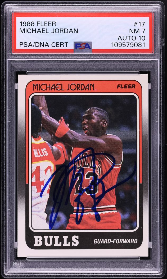 1988 Fleer Basketball Michael Jordan AUTO DNA 10 #17 PSA 7 NRMT