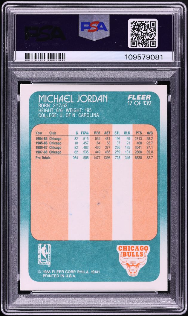 1988 Fleer Basketball Michael Jordan AUTO DNA 10 #17 PSA 7 NRMT