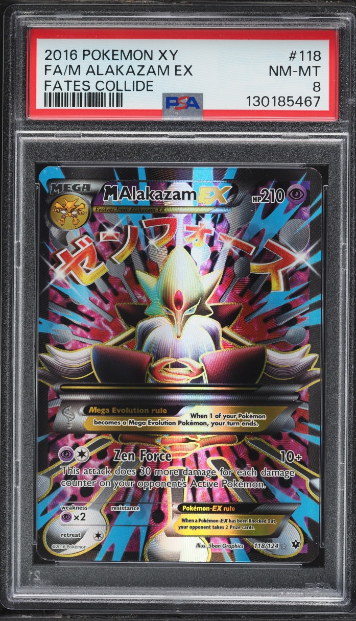 2016 Pokemon XY Fates Collide Full Art M Alakazam EX #118 PSA 8 NM-MT