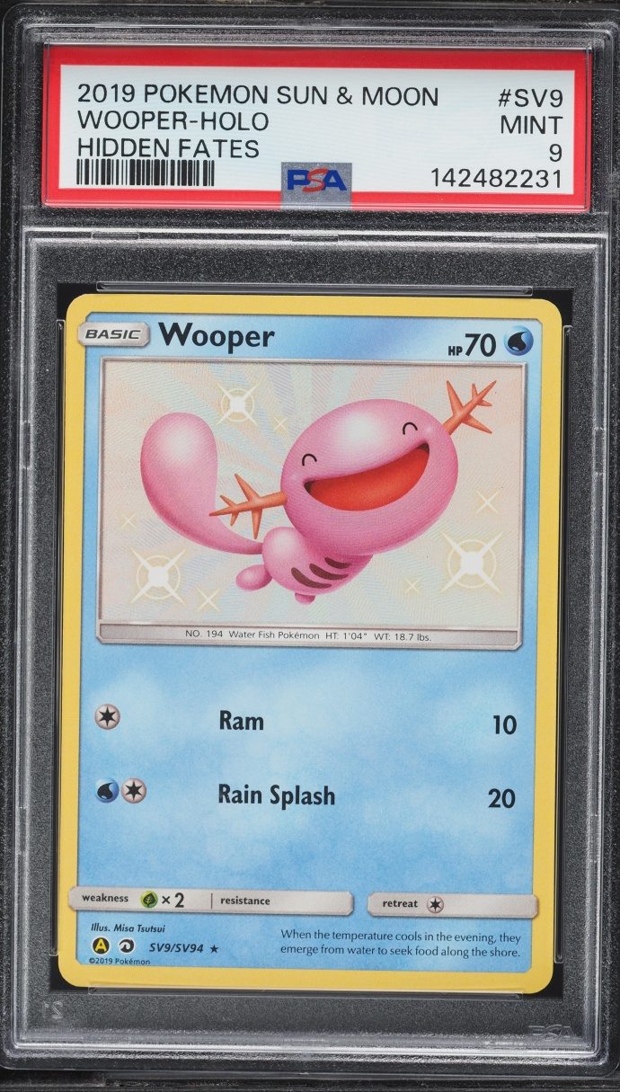 2019 Pokemon Sun & Moon Hidden Fates Shiny Wooper #SV9 PSA 9 MINT