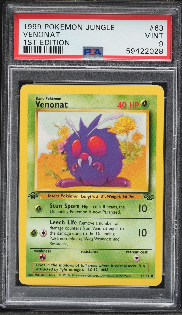 1999 Pokemon Jungle 1st Edition Venonat #63 PSA 9 MINT
