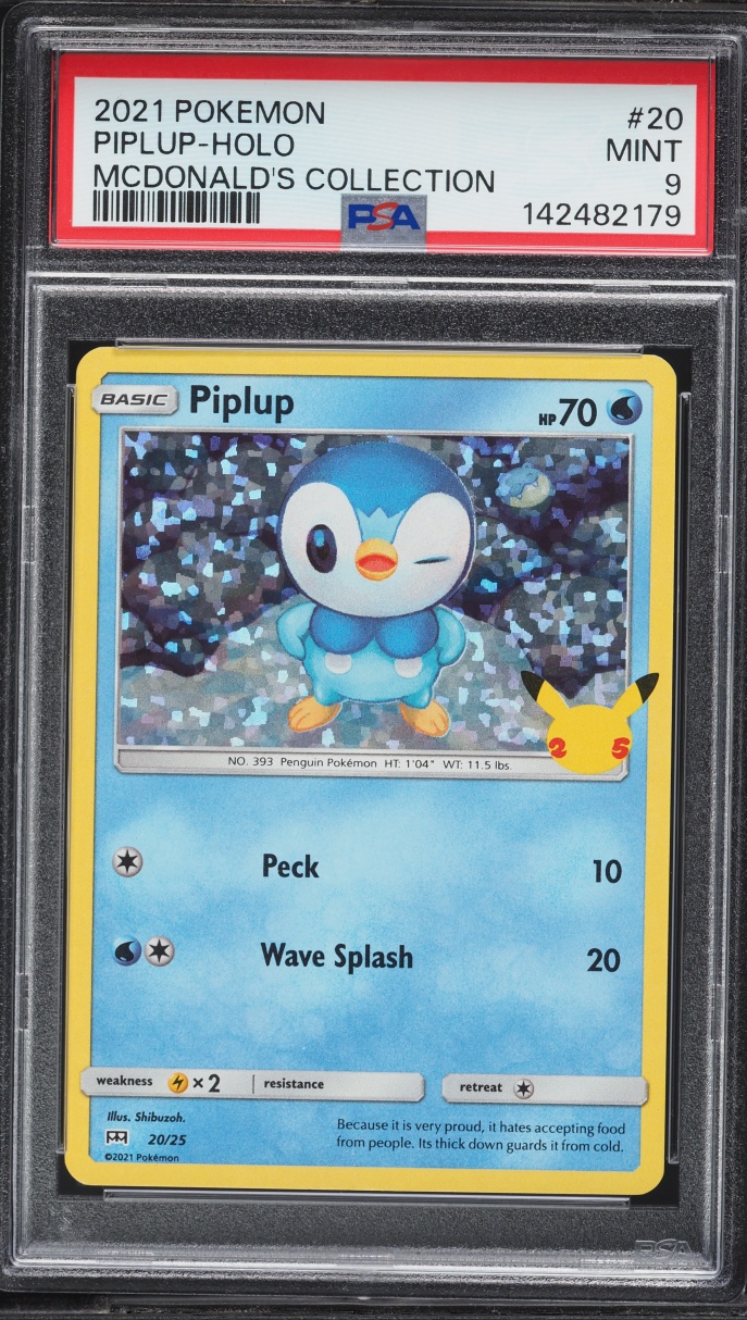 2021 Pokemon Sword & Shield Mcdonald's Collection Holo Piplup #20 PSA 9 MINT