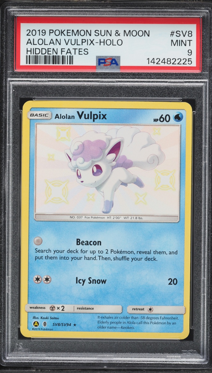 2019 Pokemon Sun & Moon Hidden Fates Shiny Alolan Vulpix #SV8 PSA 9 MINT
