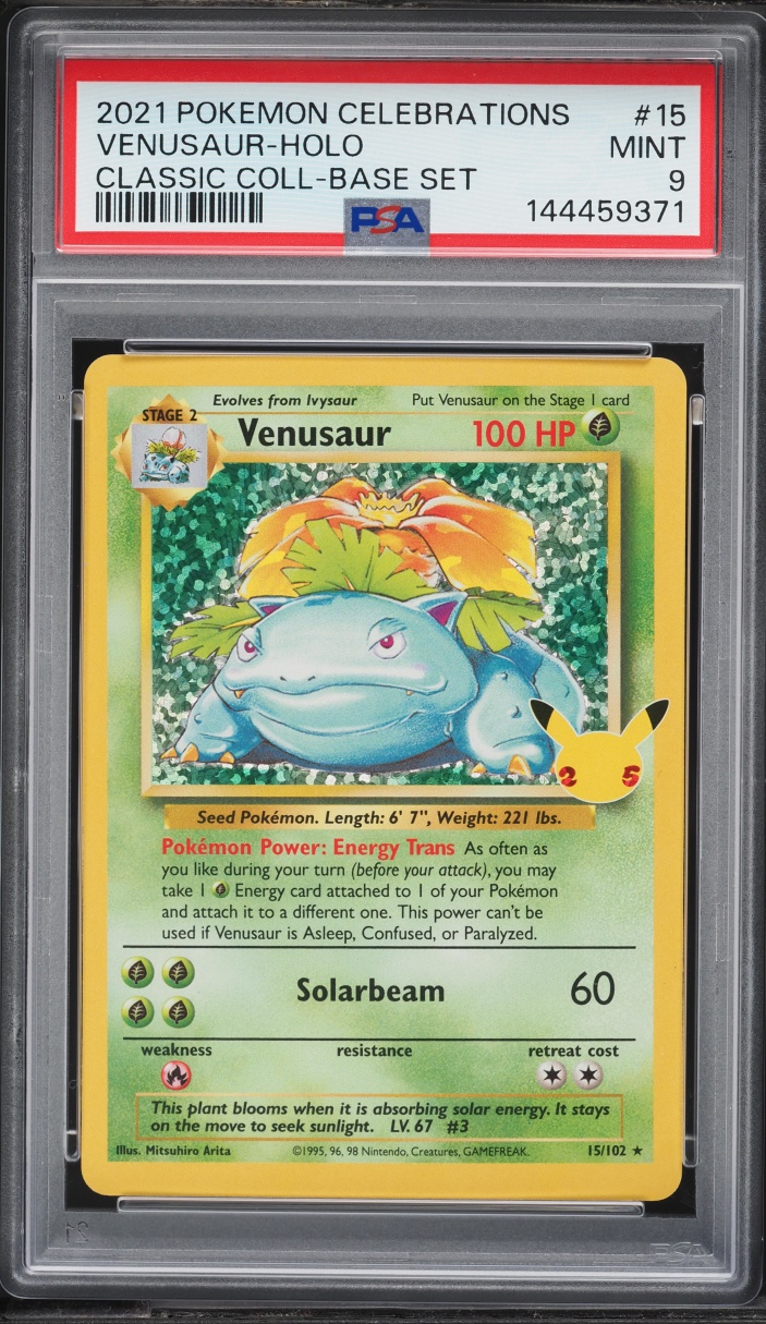 2021 Pokemon Sword & Shield Celebrations Classic Collection Holo Venusaur #15 PSA 9 MINT