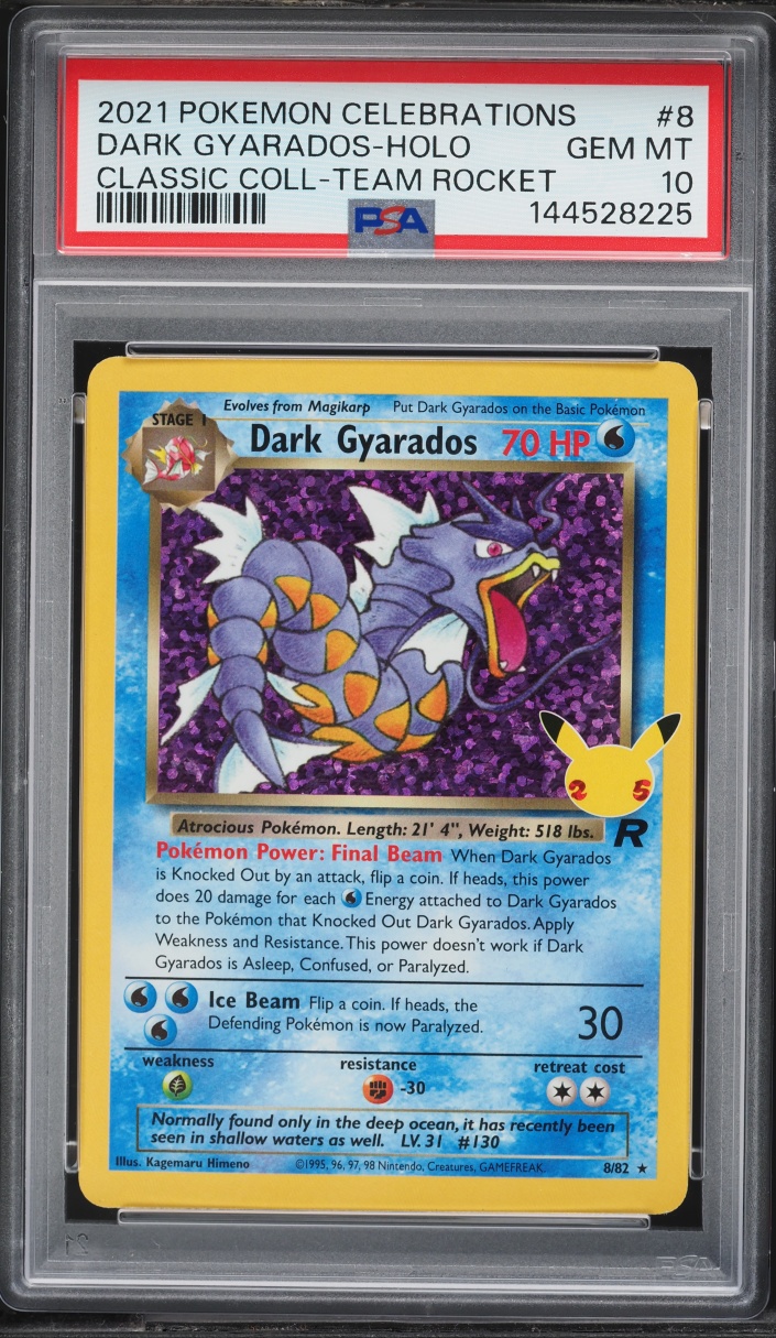 2021 Pokemon Sword & Shield Celebrations Classic Team Rocket Holo Dark Gyarados #8 PSA 10 GEM