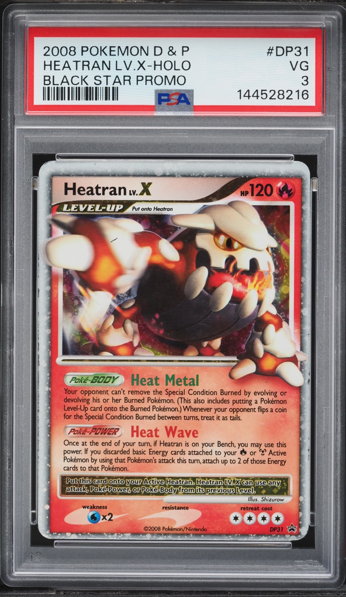 2008 Pokemon Diamond & Pearl Black Star Promo Holo Heatran LV.X #DP31 PSA 3 VG