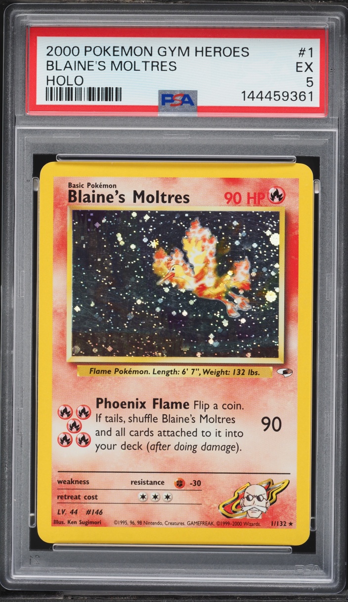 2000 Pokemon Gym Heroes Holo Blaine's Moltres #1 PSA 5 EX