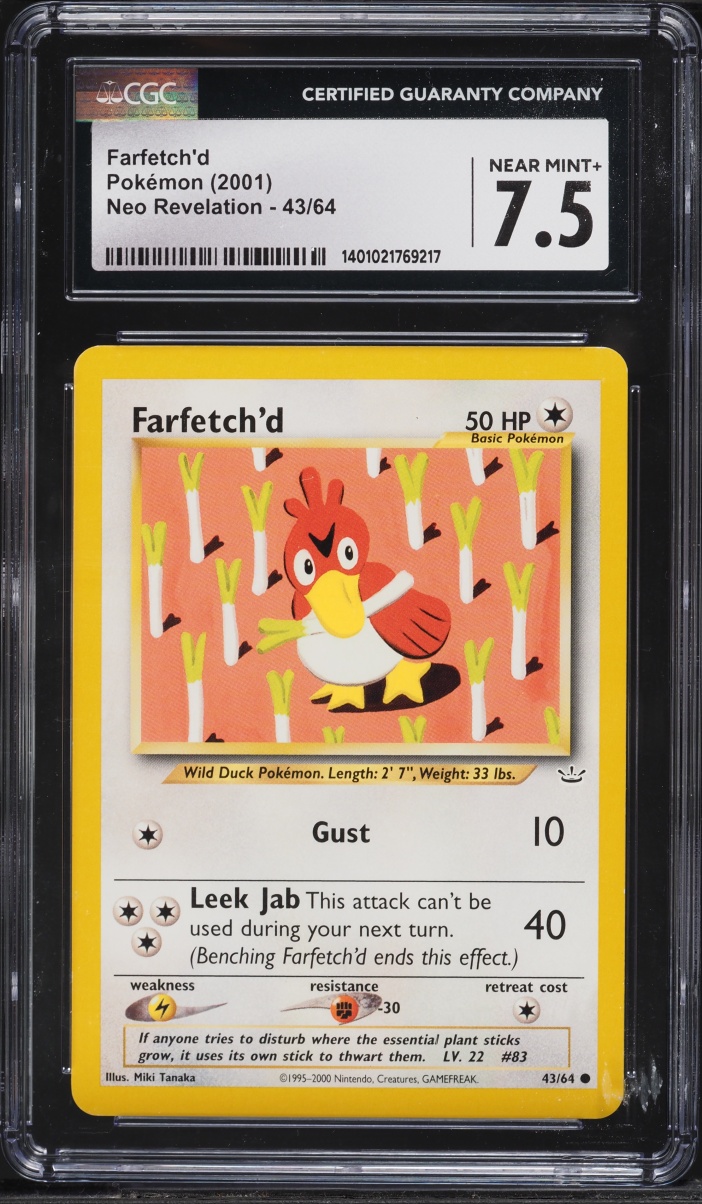 2001 Pokemon Neo Revelation Farfetch'd #43 CGC 7.5 NRMT+