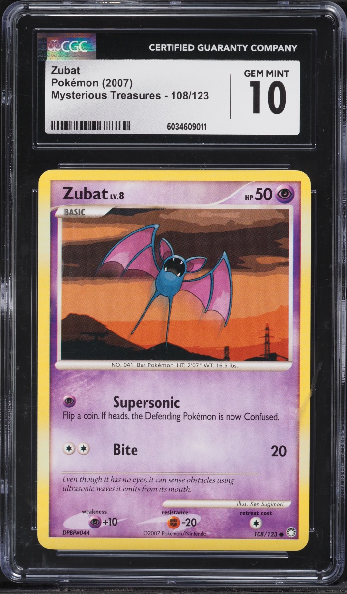 2007 Pokemon Mysterious Treasures Zubat #108 CGC 10 GEM MINT