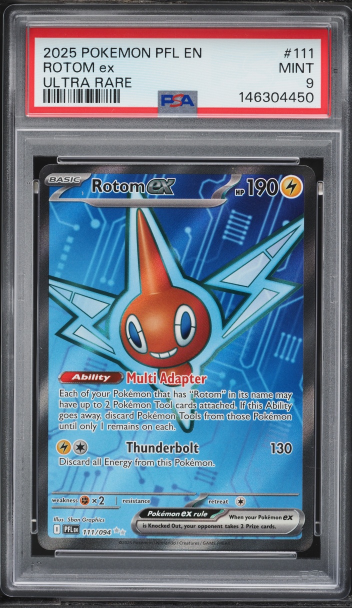 2025 Pokemon Phantasmal Flames Full Art Rotom Ex #111 PSA 9 MINT