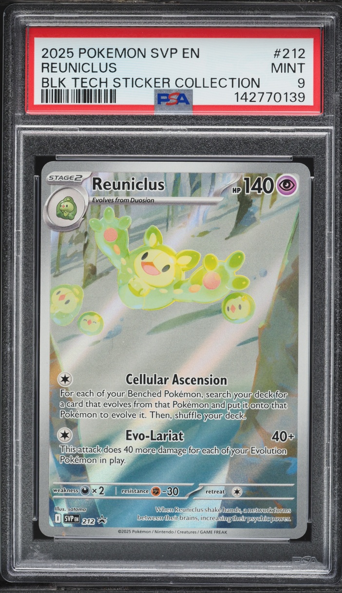 2025 Pokemon SV Promo Black Bolt Tech Sticker Full Art Reuniclus #212 PSA 9 MINT