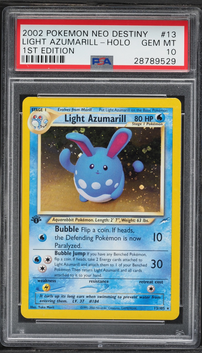 2002 Pokemon Neo Destiny 1st Edition Holo Light Azumarill #13 PSA 10 GEM MINT