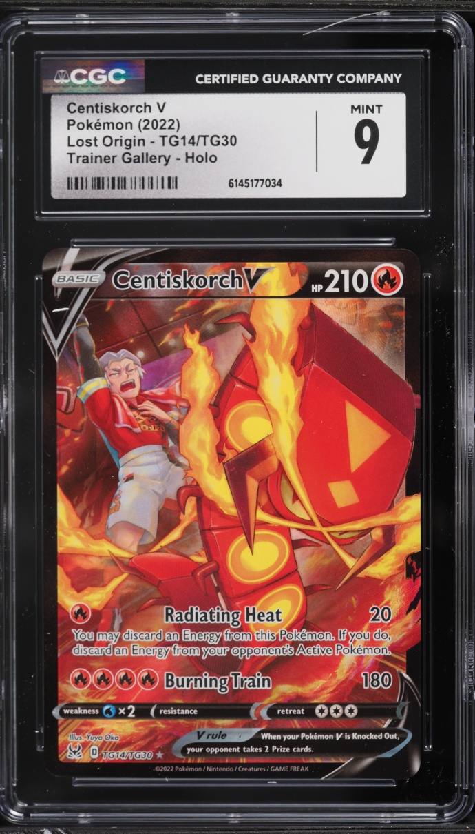 2022 Pokemon Sword & Shield Lost Origin Trainer Gallery CHR Centiskorch V #TG14 CGC 9 MINT