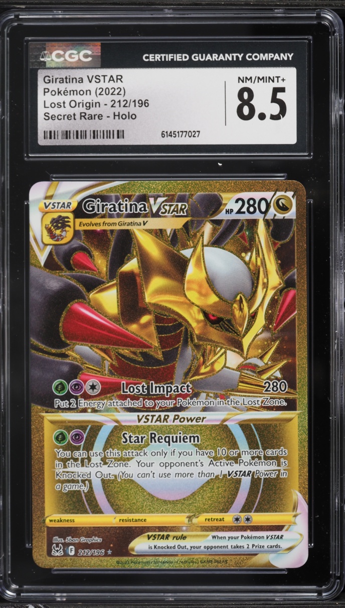 2022 Pokemon Sword & Shield Lost Origin Gold Rare Giratina VSTAR #212 CGC 8.5 NM-MT+