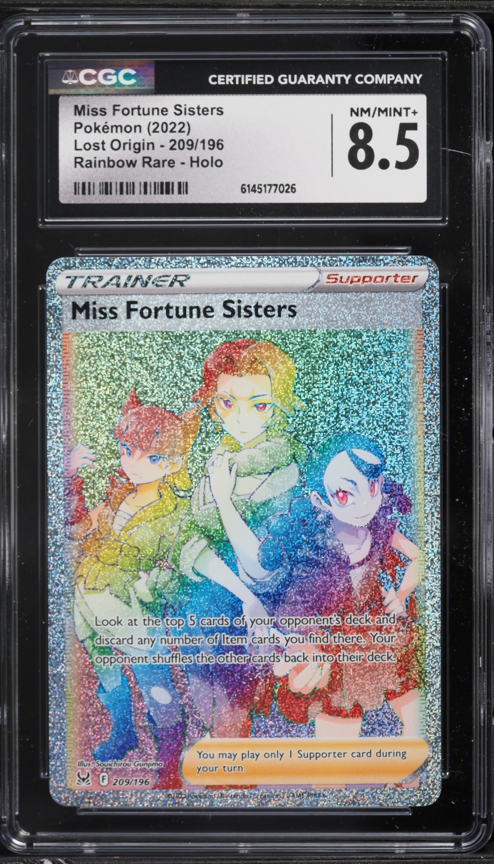 2022 Pokemon Sword & Shield Lost Origin Rainbow Rare Miss Fortune Sisters #209 CGC 8.5 NM-MT+