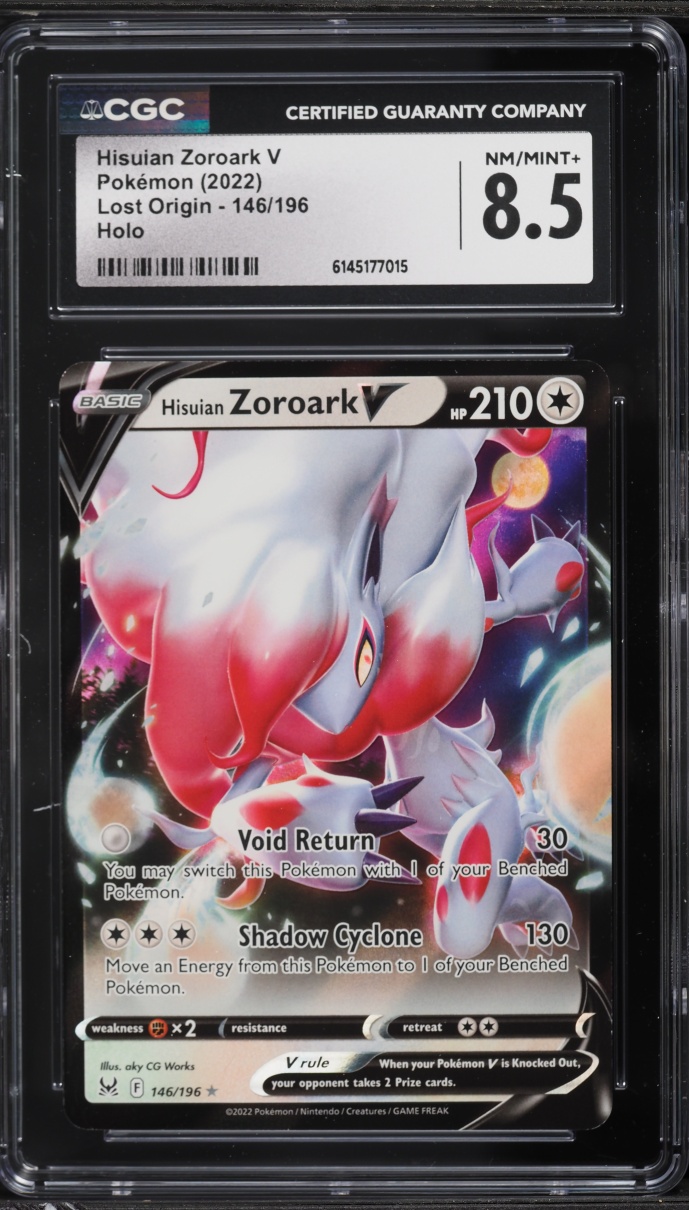 2022 Pokemon Sword & Shield Lost Origin Hisuian Zoroark V #146 CGC 8.5 NM-MT+