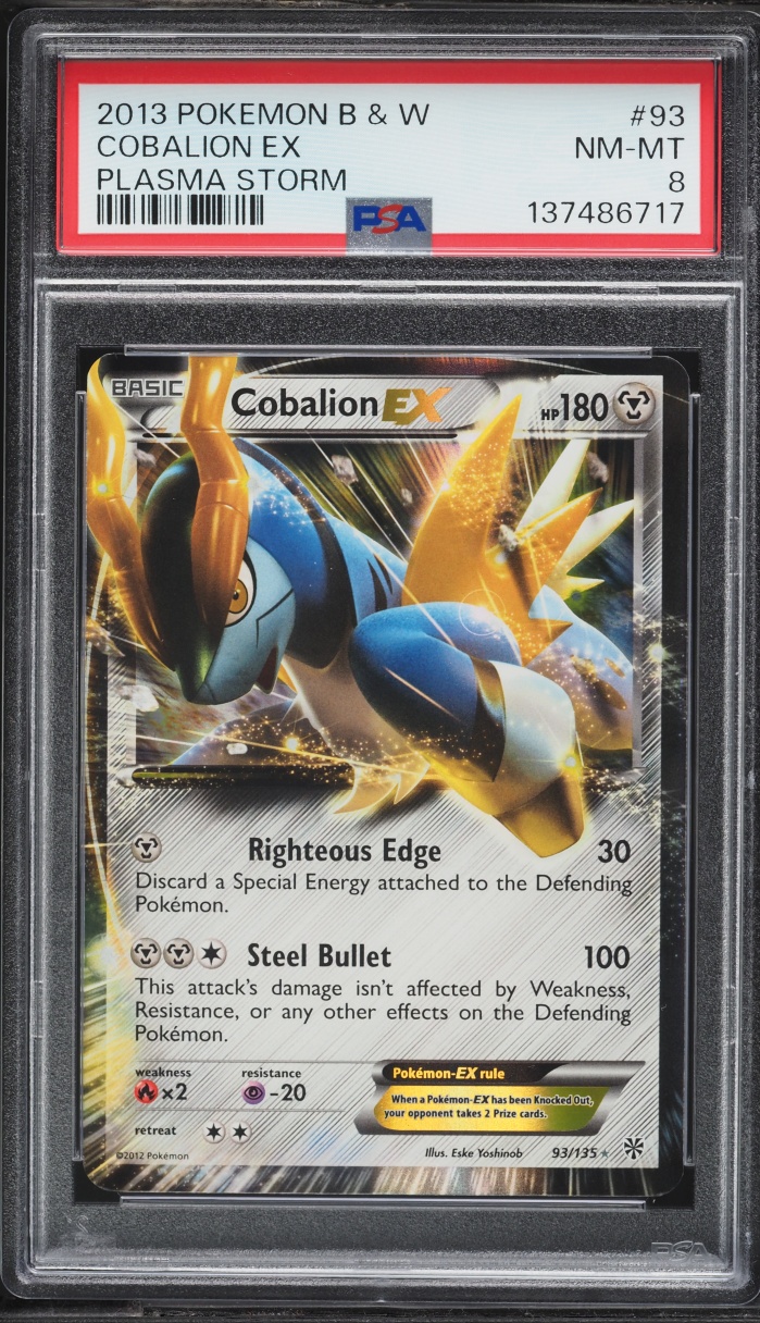 2013 Pokemon Black & White Plasma Storm Holo Cobalion EX #93 PSA 8 NM-MT