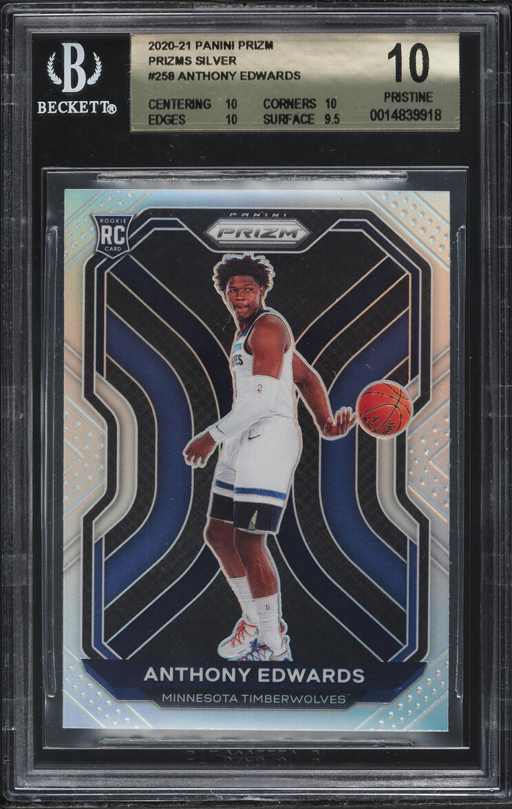 2020 Panini Prizm Silver Anthony Edwards ROOKIE #258 BGS 10 PRISTINE