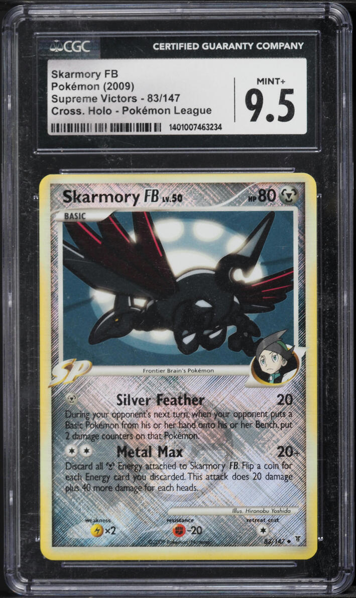 2009 Pokemon Platinum Supreme Victors League Crosshatch Holo Skarmory FB #83 CGC 9.5 MINT+