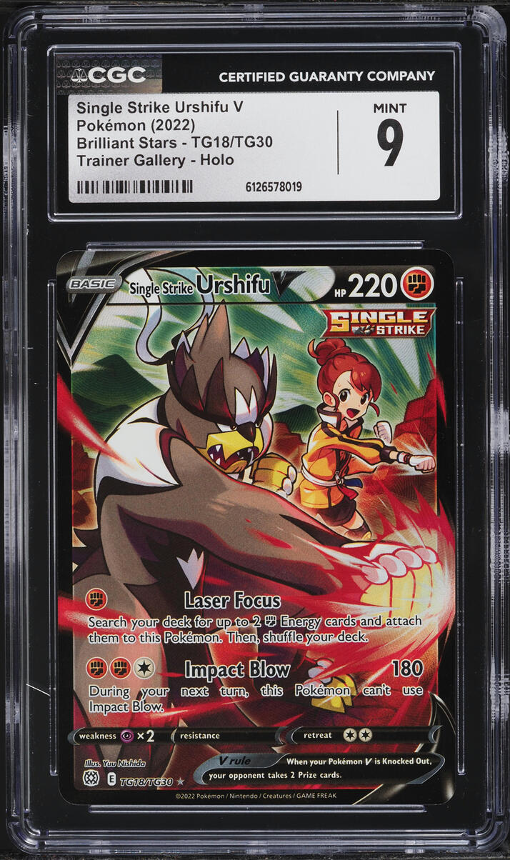 2022 Pokemon Sword & Shield Brilliant Stars CHR Single Strike Urshifu V #TG18 CGC 9 MINT