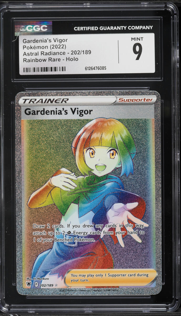 2022 Pokemon Sword & Shield Astral Radiance Rainbow Rare Gardenia's Vigor #202 CGC 9 MINT