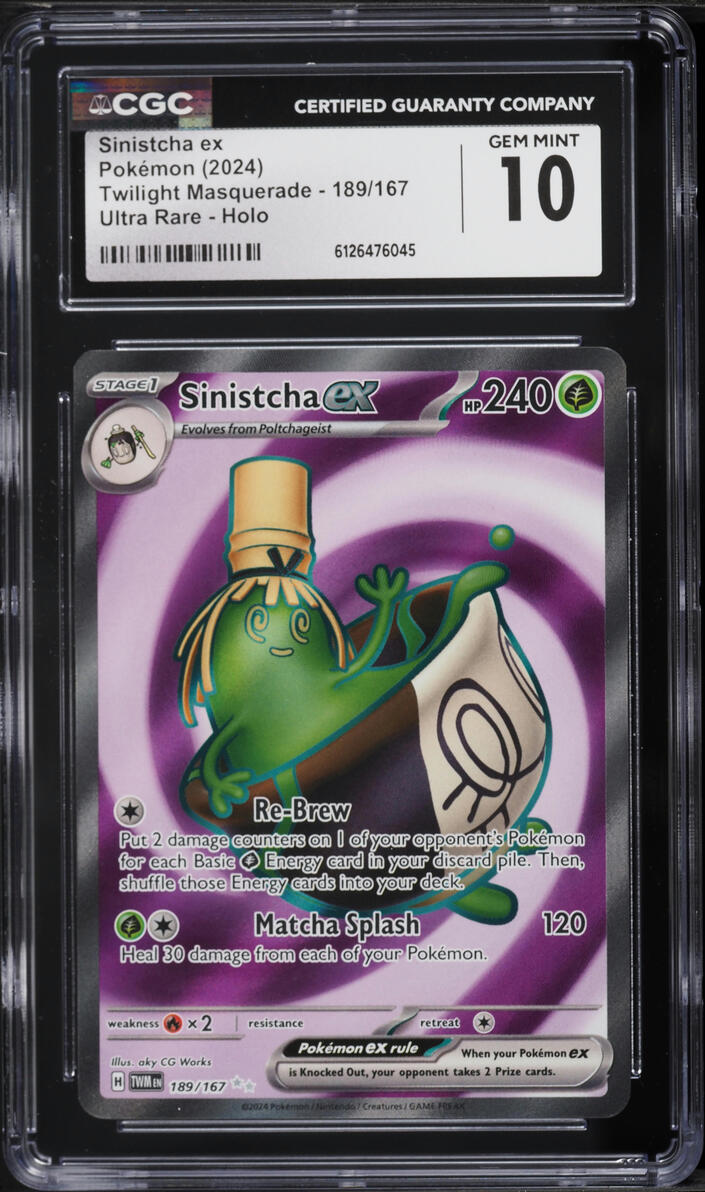 2024 Pokemon Scarlet & Violet Twilight Masquerade Full Art Sinistcha ex #189 CGC 10 GEM MINT