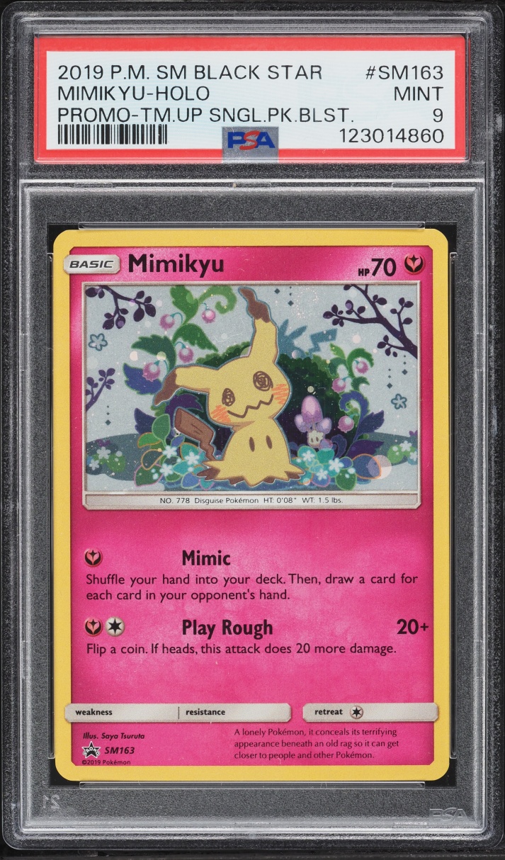 2019 Pokemon Sun & Moon Black Star Promo Team Up Holo Mimikyu #SM163 PSA 9 MINT