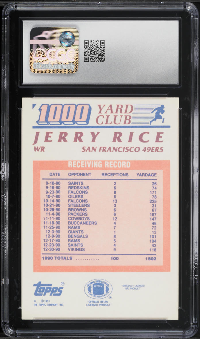 1991 Topps Football 1000 Yard Club Jerry Rice #1 CGC 8.5 NM-MT+