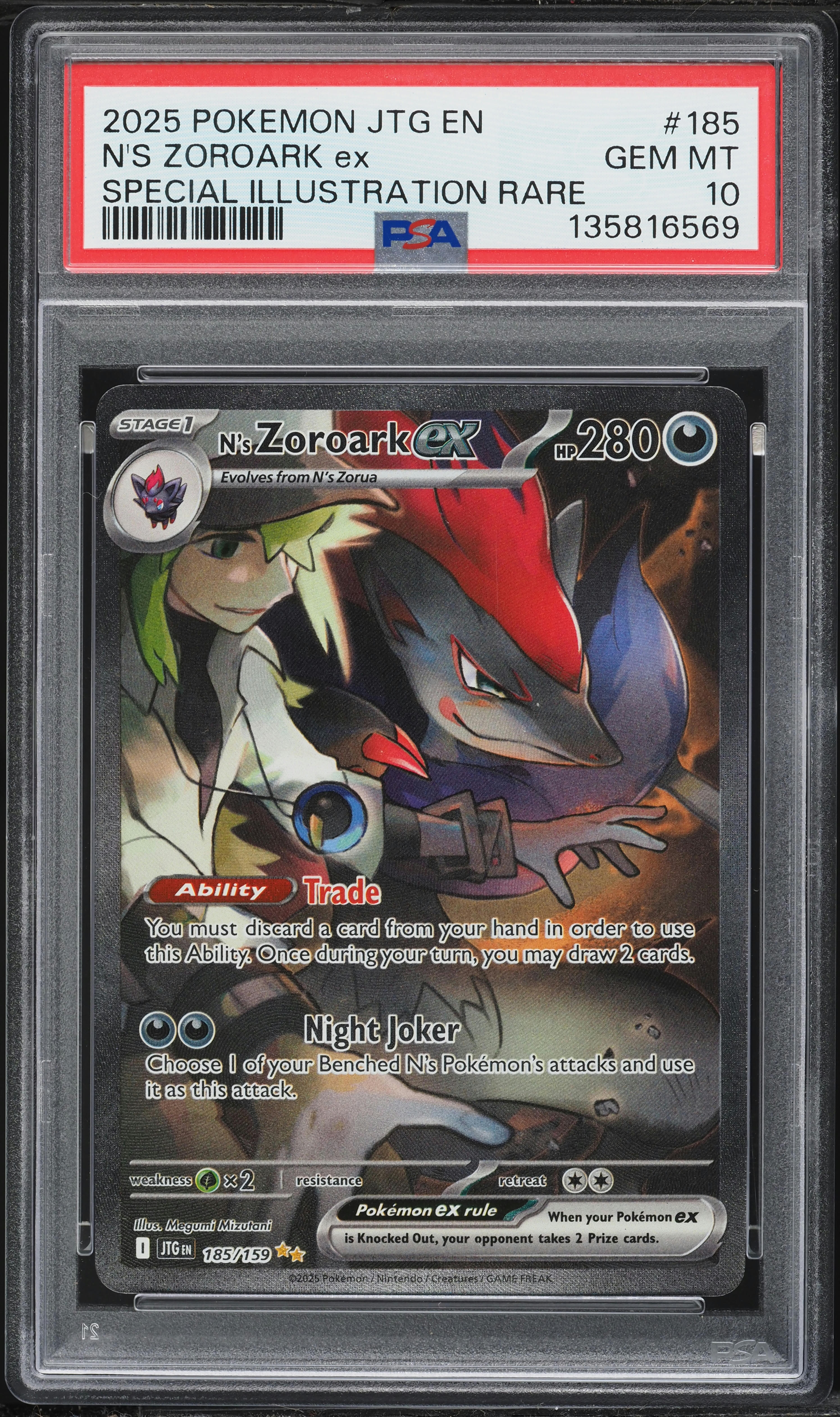 2025 Pokemon Scarlet & Violet Journey Together SIR N's Zoroark Ex #185 PSA 10 GEM MINT