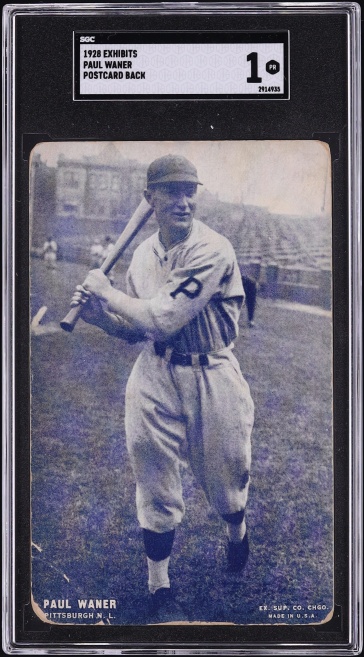 1928 Exhibits Paul Waner POSTCARD BACK SGC 1 PR