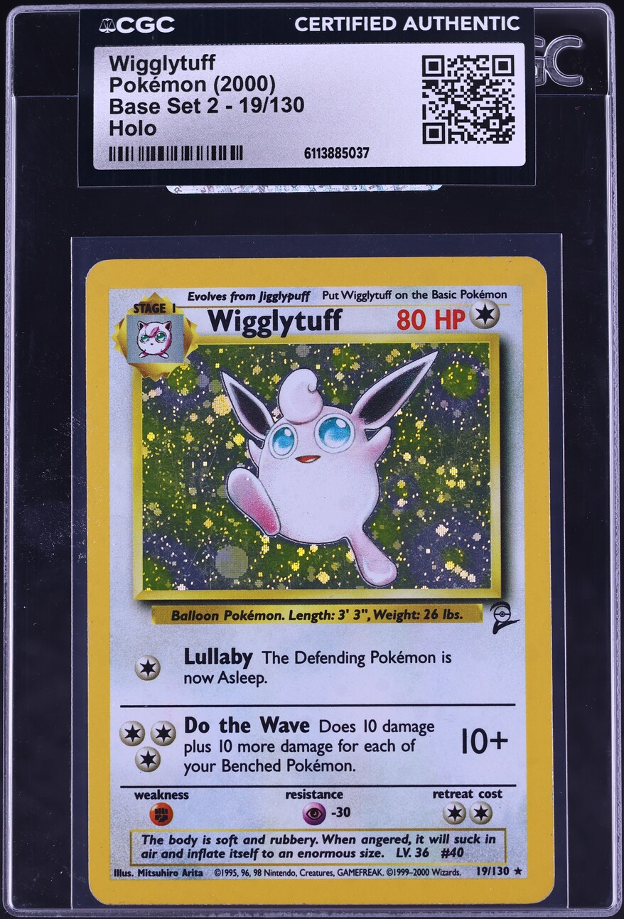 2000 Pokemon Base Set 2 Holo Wigglytuff #19 CGC AUTH