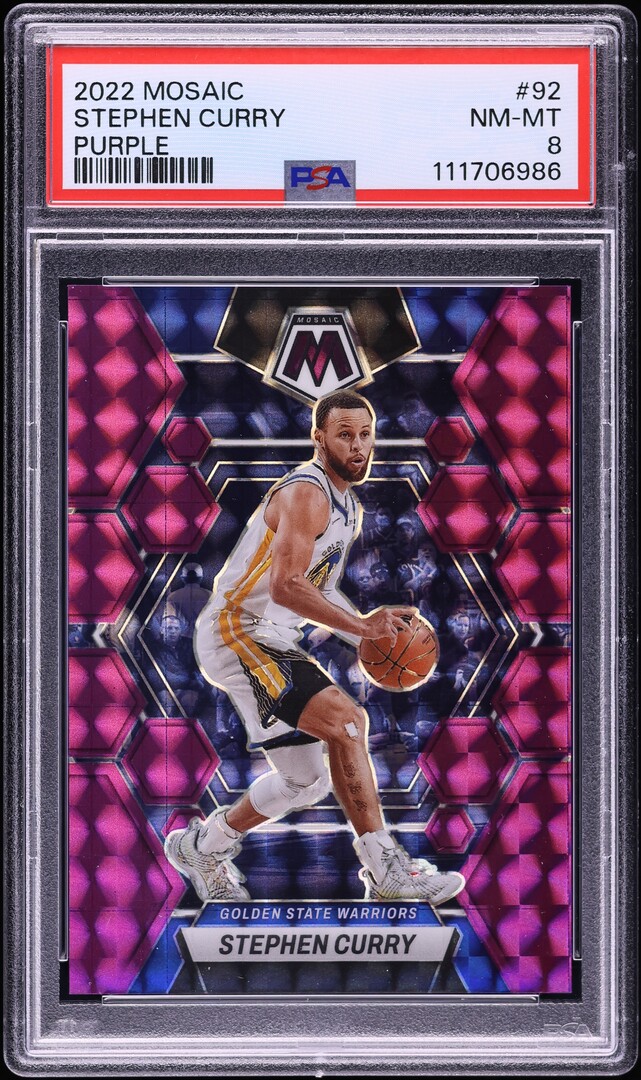 2022 Panini Mosaic Purple Stephen Curry /99 #92 PSA 8 NM-MT