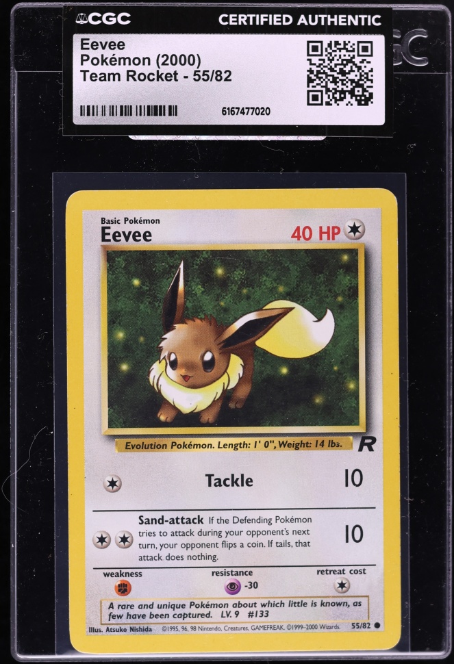 2000 Pokemon Team Rocket Eevee #55 CGC AUTH