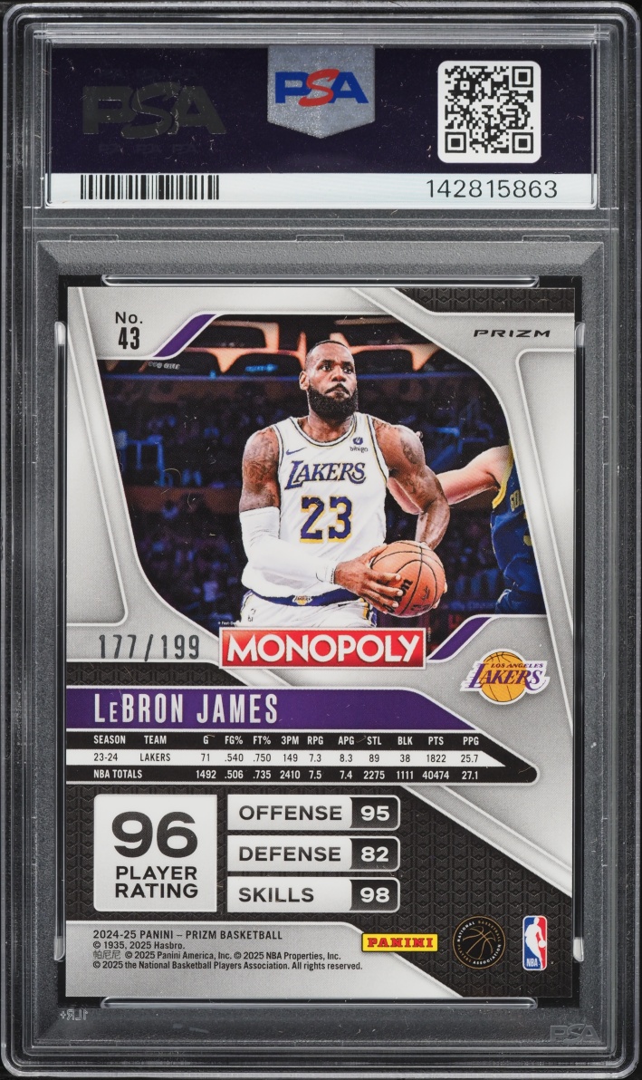 2024 Panini Prizm Monopoly Pink LeBron James /199 #43 PSA 10 GEM MINT